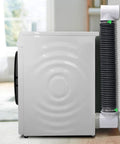 Space Saving Dryer Vent Hose Kit For Tight Spaces Inside The Home, 90 Degree Elbow, Vent Connector, installed beside dryer