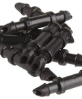 One Quarter Inch Drip Irrigation Barbed Coupling Connector Quick Connect 50 Pack For One Quarter Inch Tubing Fits Trees Shrubs Gardens Black Durable And Hassle Free Use Everyday, close-up view of black connectors