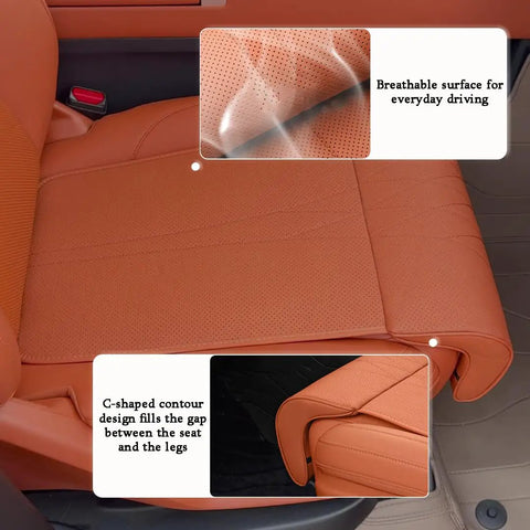 Premium Breathable Car Seat Leg Extender Cushion For Mini Electric Cooper Se Jcw Convertible in cream with breathable surface.