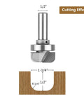 Bowl And Tray Template Router Bit With Heavy Duty Bearing Guide Half Inch Shank And One Quarter Inch Radius Drop Dead Durable Industrial Carbide Build Guarantees Smooth Clean Cuts For Cnc Woodworking Tools cutting effect illustration