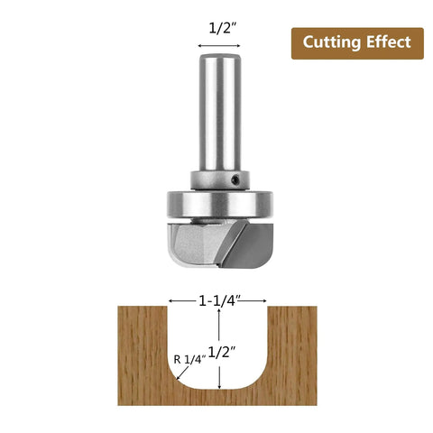 Bowl And Tray Template Router Bit With Heavy Duty Bearing Guide Half Inch Shank And One Quarter Inch Radius Drop Dead Durable Industrial Carbide Build Guarantees Smooth Clean Cuts For Cnc Woodworking Tools cutting effect illustration