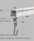 Adjustable Aluminum Curtain Track System Ceiling Mount 3.6ft To 7.2ft Length Flexible Room Divider With Runners And Hooks Easy Install White Finish No Fuss For Windows And Room Privacy; white track hook close-up