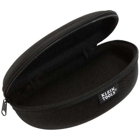 Open Tough As Nails Safety Glasses Case With Zipper Closure Semi Rigid Hard Shell showing soft interior for eyewear protection