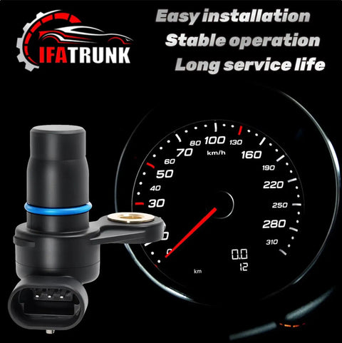 Plug And Play Camshaft Position Sensor For GM Trucks And SUVs, No Hassle Replaces OE 12584079, 213-1557, 2131557, Fits 2004-2007 Cobalt, Colorado, Trailblazer, Canyon, Envoy, Envoy XL, Rainier, Saab 9-7x, Saturn Ion, Easy Install, Solid Reliability, black sensor on speedometer background