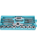 Hot 20 Piece Tap And Die Set In Alloy Steel For M3 To M12 Metric Threads With Rugged Taps Dies Wrenches For Serious Repair On Your Wheels Or Machinery, open case