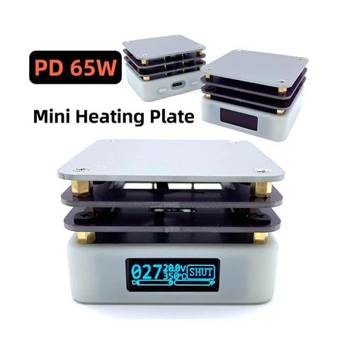 65W Mini Hot Plate Soldering Station for SMD Preheating and Rework Desoldering Heating Plate with digital display