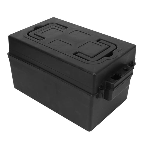 Heavy Duty Plastic Battery Storage Organizer Box With Secure Latching Lid For Marine Car Rv Boat Truck Built Tough Protective Case, black.