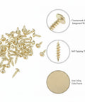 Gold Self-Tapping Picture Frame Screws With Integrated Washers For DIY Crafts, iron alloy, gold finish, countersunk head, pack of 100