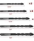ZKH 10-piece masonry drill bit set with cemented carbide tips; sizes 3/16–1/2 in (10 pcs), Amazon brand.
