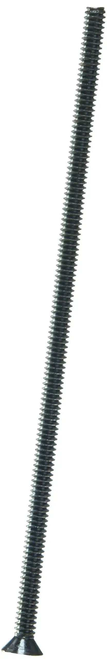 Heavy Duty Slotted Flat Machine Screws In Zinc Plated Steel Thread Size Six Thirty Two By Four Inch Length Fifteen Piece Pro Bundle Built Like A Tank Ready To Roll, showing a single screw with detailed threading.
