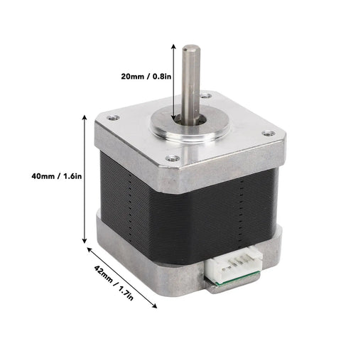 Beefy 42x40mm Stepper Motor Kit for 3D Printers and CNC Machines, Two-Phase 1.8 Degree Step Angle, High-Torque Replacement Motor with Solid Metal Construction for Mega X and Y Axis and Vyper Y Axis, 42x40mm metal stepper motor with 20mm shaft