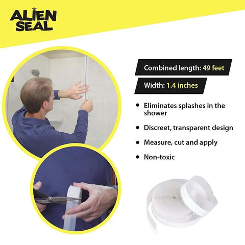 Person applying Clear Silicone Draft Seal Strip For Doors And Windows 2 Pack Of 6 Rolls Weather Stripping Tape, 1.4in wide