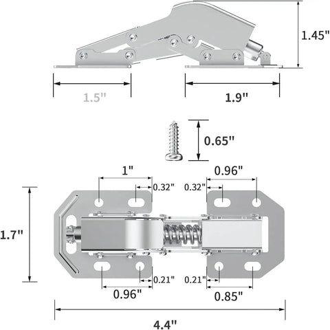 Soft Close Cabinet Hinges 10 Pack 90 Degree Surface Mount No Pre Drill Quiet Frameless Concealed Kitchen Cupboard Hinges dimensions