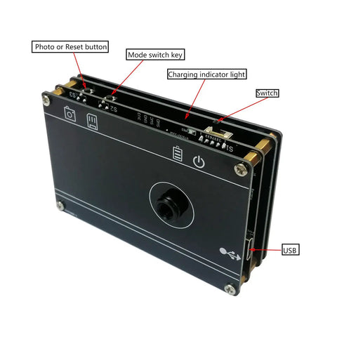 Portable Infrared Thermal Imager With 24 By 32 Pixel MLX90640 Sensor Non Contact Temperature Tester High Accuracy Camera Built In 1000mAh Battery Type C Charging Stores 100 Images Must Have Gear For Quick Electronic Testing, front view showing control buttons and USB port.