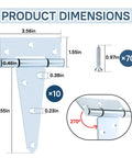 5 Inch Gate T Strap Hinges Zinc Plated Heavy Duty With Screws Pack Of 10 dimensions and screws details