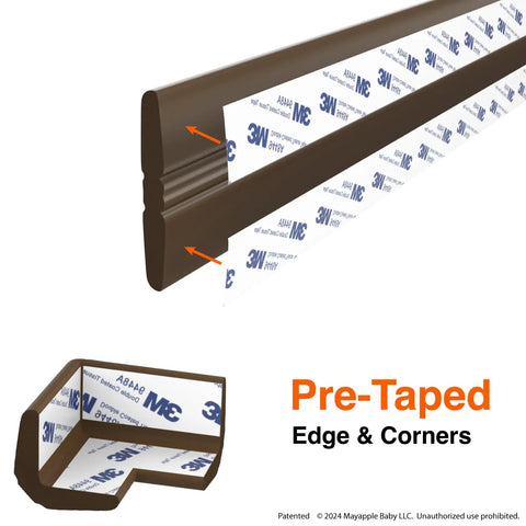 Premium Furniture Edge Corner Protectors For Baby Proofing Kids Rooms rock solid hold with pre-taped strips in coffee brown finish.