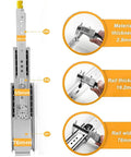 Diagram showing dimensions and measurements for Beefy 76 Inch Drawer Slides With Full Extension Side Mount Rails, 500 Lb Load Capacity