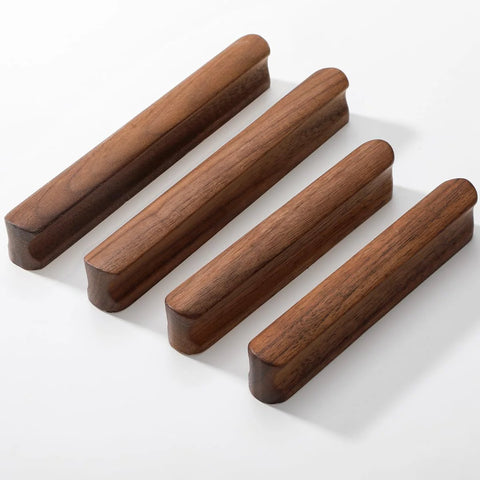 Walnut Wood Drawer Pulls Set Six Pack 5.04 Inch Length With Rounded Edge For Cabinets Dressers Wardrobes Cupboards And Other Furniture