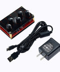 Four Channel One Eighth Inch Stereo Passive Mixer With Four In One Out, Independent Volume Knobs, charger and cable