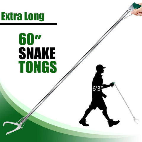 60 Inch Extra Long Snake Tongs Heavy Duty Grabber With Locking Wide Jaw No Slip Grip Handle For Safe Distance Snake Handling Reptile Catcher Tool Pro Grade Lightweight Design Weighs About A Pound And A Half