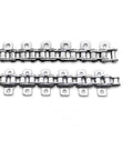 Durable 304 Stainless Steel Ear Drive Roller Chain for Industrial Conveyor Belts, Perfect Fit For 1.5 Meter Systems With 06B 08B 10A Sizes And Single Eared One Hole Design For Smoother Heavy Duty Power Transmission, showing two rows of chains with single eared design.