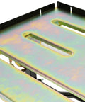 Close-up of the fourteen gauge plated top of the Heavy Duty Foldable Welding Table With Rock Solid Hold Industrial Workbench.