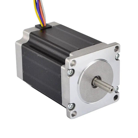 Beefy Torque Dual Shaft Nema 23 Stepper Motor 2.83Nm 400Oz In 4A 8 Wire 6.35mm Shaft for CNC Mill and Lathe, front view