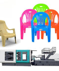 Heavy Duty Hydraulic Plastic Injection Molding Machine for Chair and Home Goods Automatic Factory Setup with colorful plastic chairs.