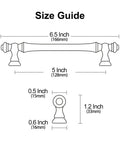 Size guide showing dimensions of 10 Pack Polished Chrome Cabinet Pulls With 5 Inch Hole Centers Vintage Kitchen Hardware Cabinet Handles AL3085CP.