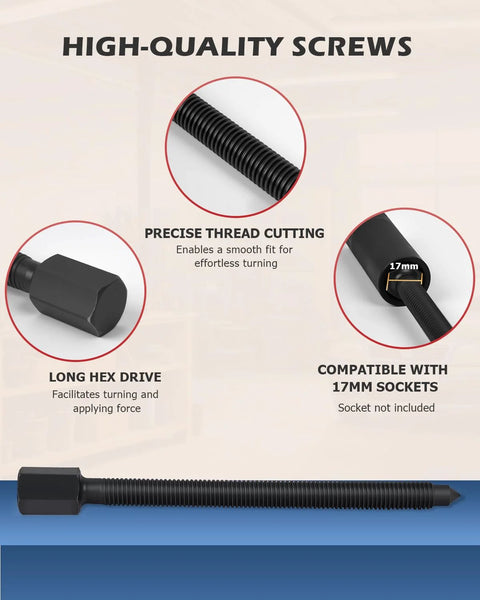 Close-up of a precise thread cutting screw from Heavy Duty Bearing Separator Puller Set With 5 Ton Capacity.