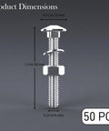 Heavy Duty 50 Piece Bench Slat Replacement Kit Featuring Galvanized M6x35mm Bolts For Metal Frame Outdoor Seating Built Tough As Nails Fits 17 To 21 mm Wood Planks close-up of dimensions of M6 bolt and nut