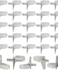 Super Sturdy 30 Pack Cabinet Shelf Support Pegs 3mm Adjustable Shelving Brackets displayed in a grid with distinct rubber grips.
