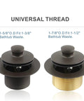 Oil Rubbed Bronze Tub Drain Trim Kit with Lift and Turn Overflow Faceplate, two sizes shown for 1-3/8 or 1-1/2 inch drain