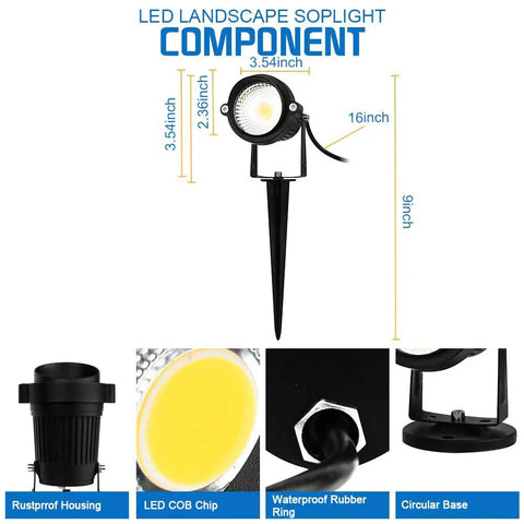 Warm White 5W Low Voltage Landscape Lights Set Outdoor Gardens Walkways Waterproof 12V To 24V Spotlight Trees Patio Decks Flags