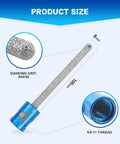 Go To Mortar Raking Bit For Tuck Pointing And Brick Removal, Pro Grade Vacuum Brazed Bit For Granite Marble Concrete Masonry Stone, Five Eighths By Eleven Thread, Five Sixteenths Inch By Four Inch Length, showing diamond grit and thread details.