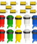 10 Pack Arcade Game Push Buttons With 3 Pin Micro Switch For Jamma Mame Arcade Video Games DIY, variety of colors displayed