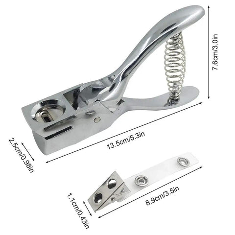 Hand Held Slot Punch Tool Kit With 10 Metal Badge Clips And PVC Straps For PVC ID Cards Card Holders Lanyards And Credentials Heavy Duty Punch Plier
