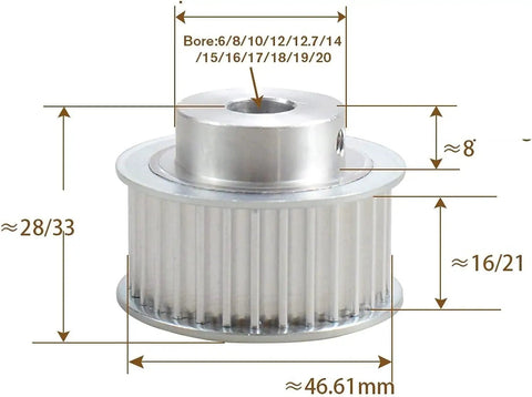 3D Printer Timing Belt Kit With Timing Pulley 5M Belt 30T Bore Options 6 8 10 12 12.7 14 15 16 17 18 19 20mm