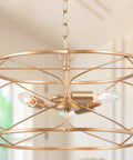 Dope Gold Drum Chandelier Three Light Pendant Ceiling Light For Kitchen Island Dining Room Living Room And Entryway Modern Gold Hanging Fixture With Elegant Drum Shade