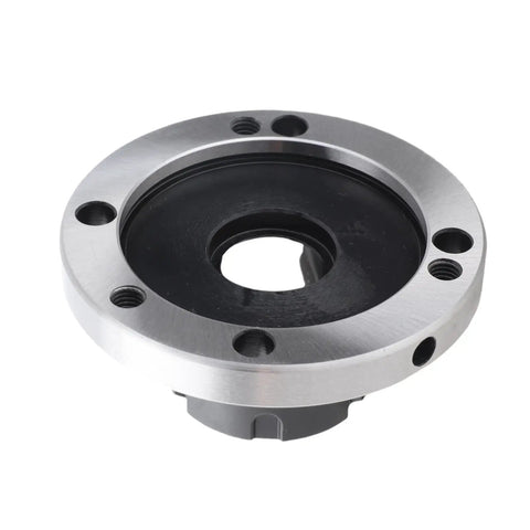 Premium ER32 Collet Fixture For CNC Lathe Milling Machine With Heavy Duty Carbon Steel Build And 100mm Dia Flange Frosted Chuck top view with black interior