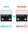 Comparison of Heavy Duty 3 Liter Stainless Steel Ultrasonic Cleaner With 180 Watt Heating And Programmable Timer vs. 120W model.