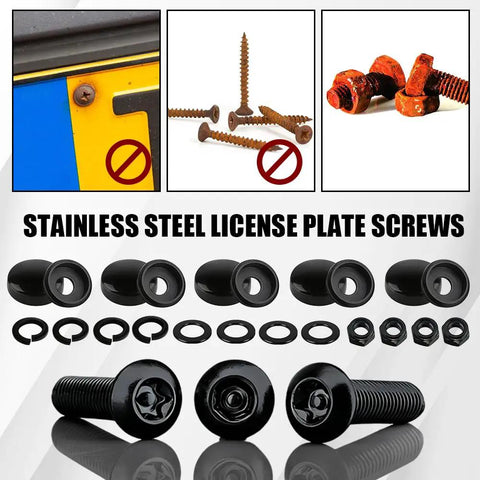 Heavy Duty Stainless Steel Anti Theft License Plate Screws And Security Bolts For Cars with mount kit and rusted screws.