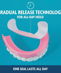 Secure Denture Adhesive Seals For Upper Dentures Zinc Free All Day Hold No Mess with gradual release technology illustration