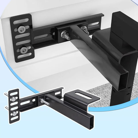 Built Tough Adjustable Headboard Brackets For Metal Bed Frames With Full Hardware Kit And Leg Extenders For No Sweat Setup And Rock Solid Grip You Truly Need, showing steel mounts and brackets installed.