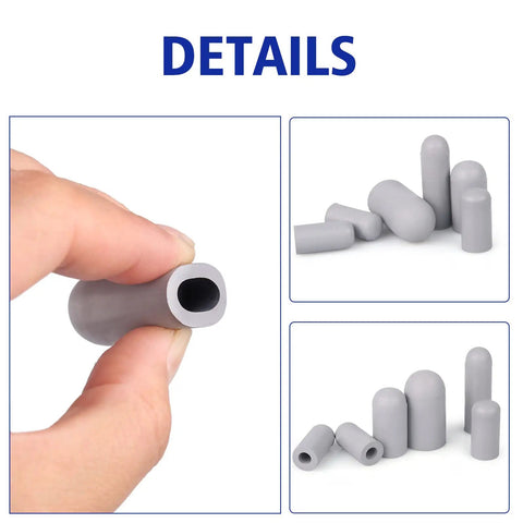 Grab This Awesome 80-Piece Rubber Vacuum Cap Assortment Kit With Dropper Sizes From 5/32 To 3/8 Inch Perfect For Carburetors And Manifolds Made Of Heavy Duty Nitrile That Gets The Job Done Without Skipping A Beat. Gray nitrile vacuum cap held by hand