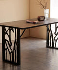 28 Inch Metal Table Legs Set Of 2 Built Tough Heavy Duty Industrial Modern Desk Bases With Laser Engraving Cutout Pattern Rectangular Frame