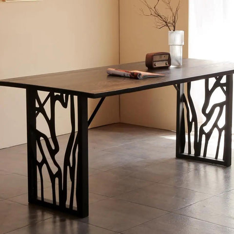 28 Inch Metal Table Legs Set Of 2 Built Tough Heavy Duty Industrial Modern Desk Bases With Laser Engraving Cutout Pattern Rectangular Frame