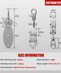 530 Lbs Upgraded Rope Hoist Pulley System Block Tackle 60 Ft Black Heavy Duty Lifting Kit For Garage And Workshop, size diagram