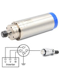 3.2Kw Water Cooled Spindle Motor ER20 Router Engraving Machine showing stainless steel body and inverter connection diagram.