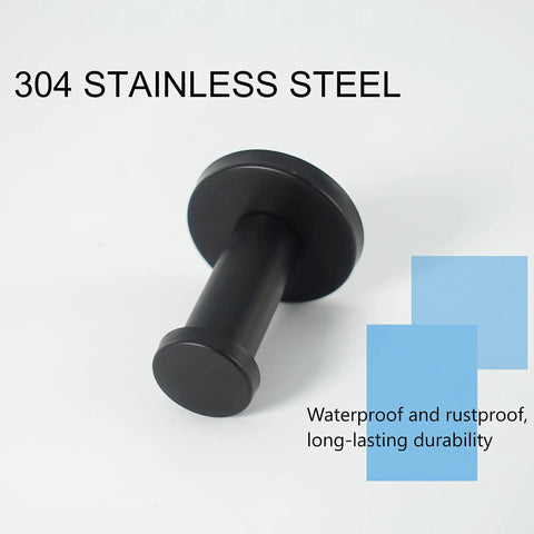 Single black SUS 304 stainless steel hook labeled '304 STAINLESS STEEL', showcasing waterproof and rustproof durability.